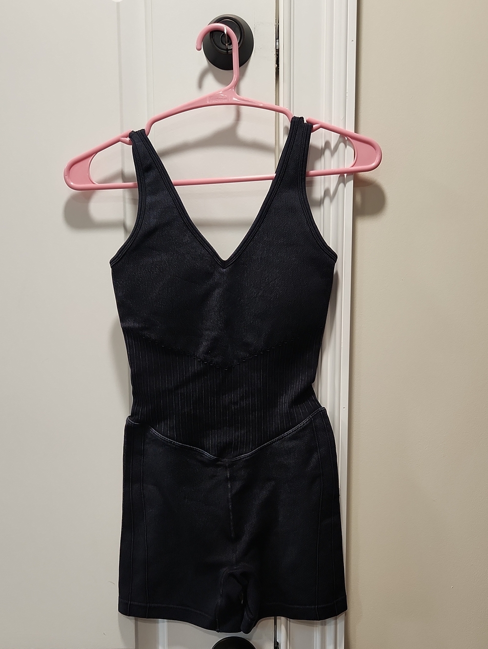 JoyLab Black Ribbed Tank Romper
